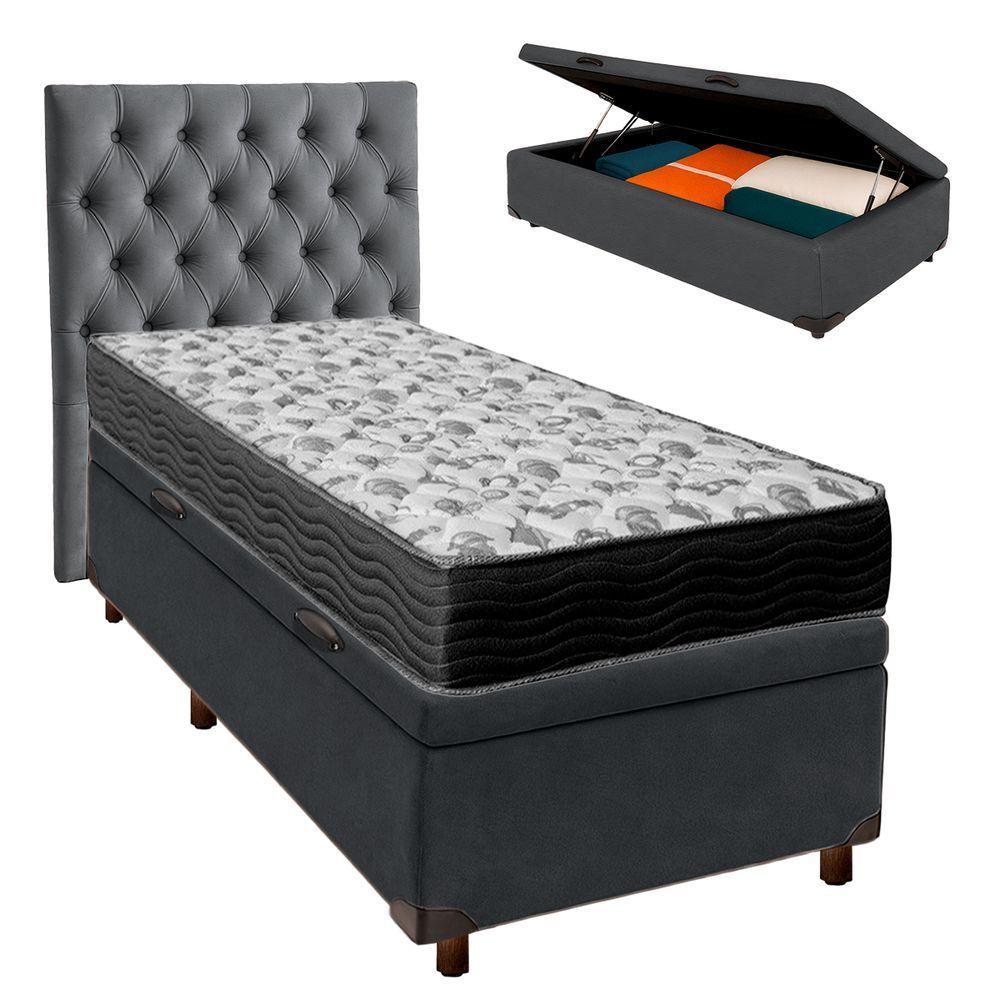 Kit Cabeceira + Cama Box Bau + Colchão Solteiro D33 Iso100 Ortobom - 1