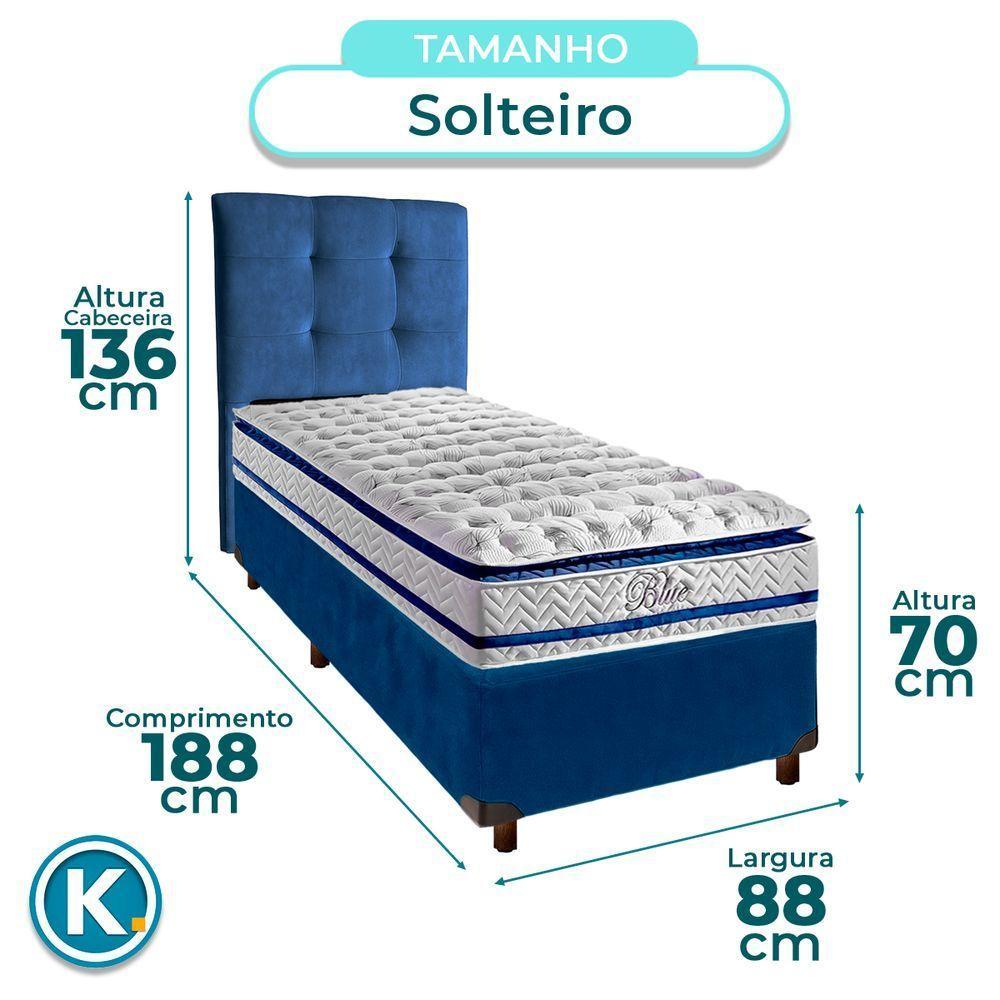 Kit Cama Box + Cabeceira + Colchão Solteiro Molas Ensacadas - Blue - Paropas - 3