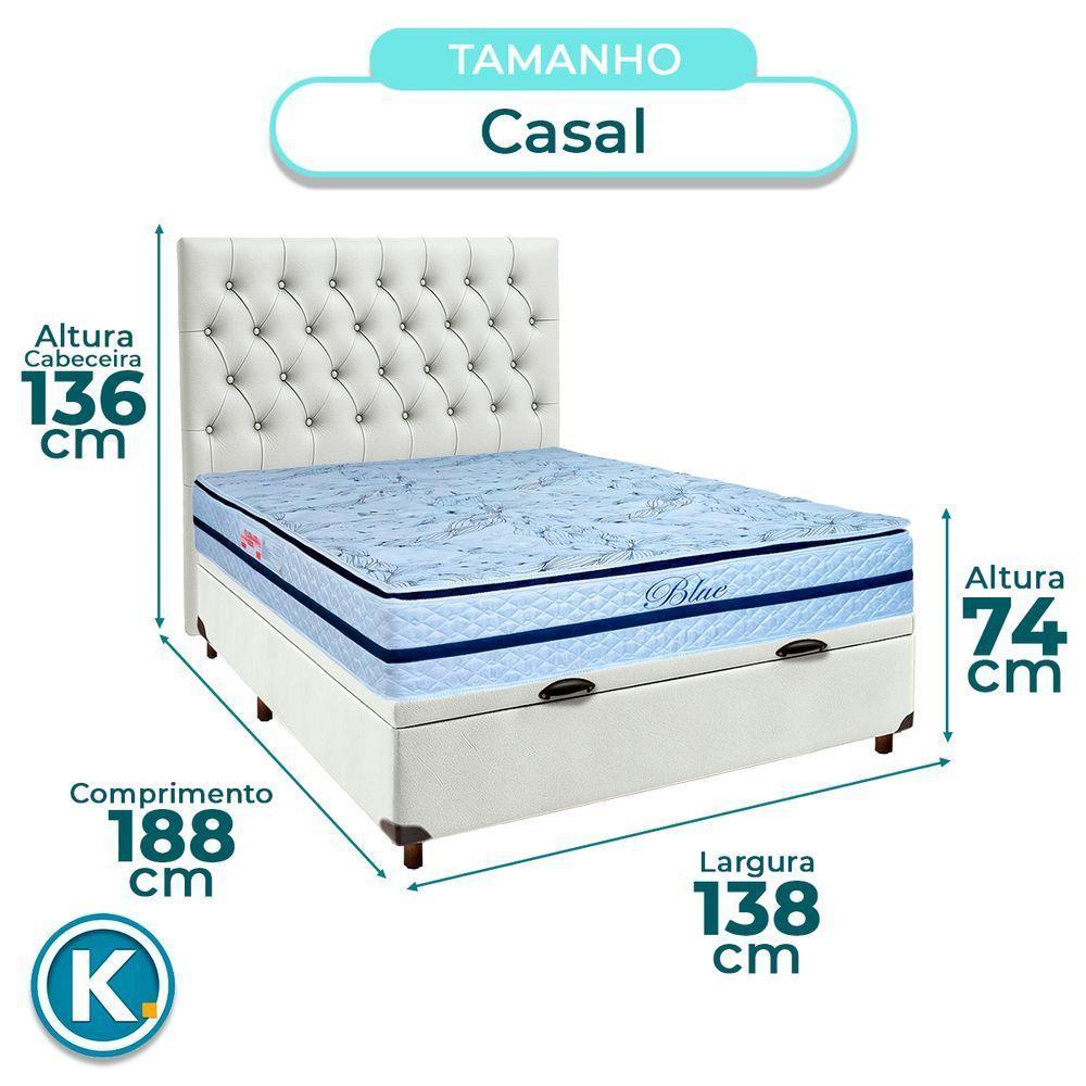 Kit Cabeceira + Cama Box Bau + Colchão Casal Molas Ensacadas Blue Paropas - 3