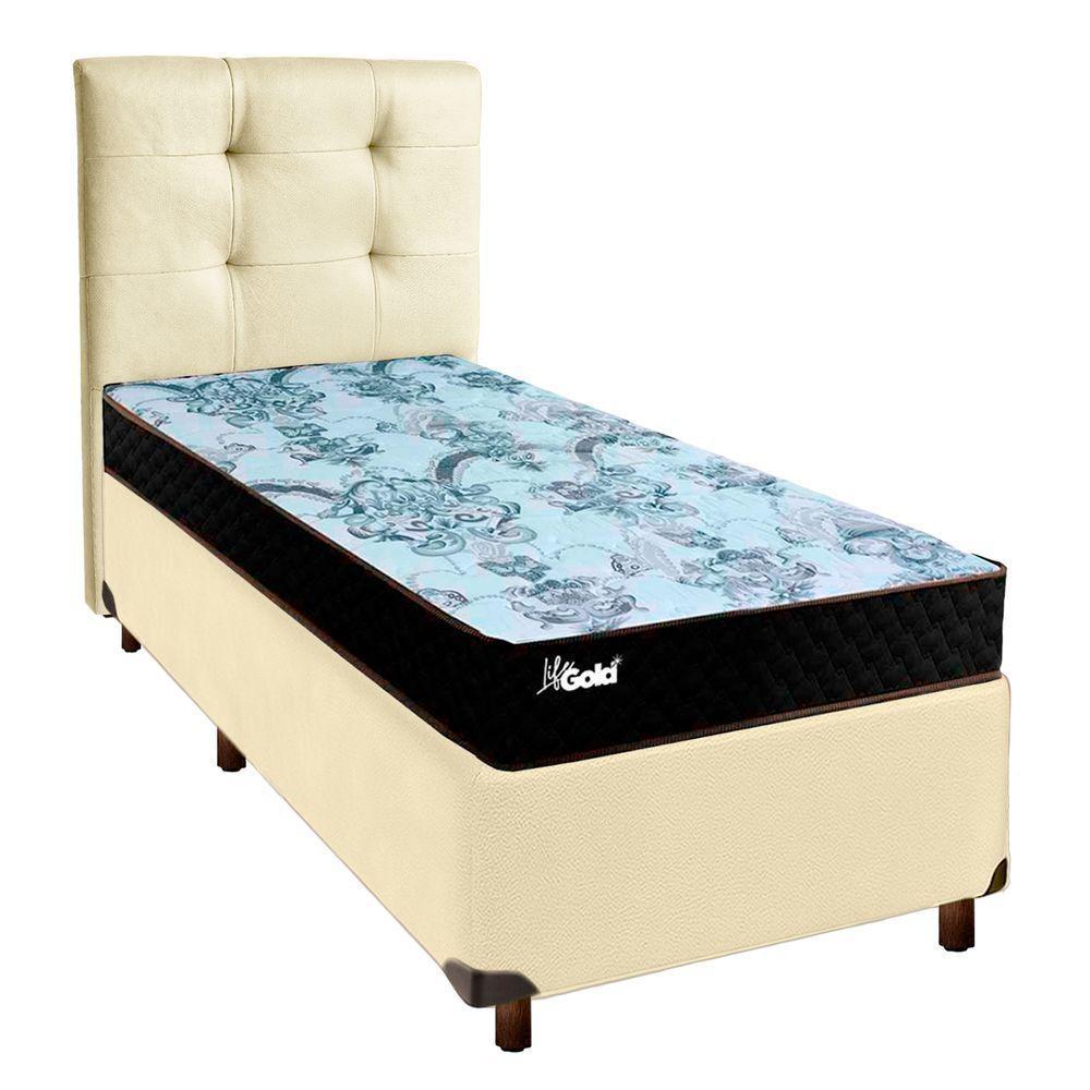 Kit Cama Box + Cabeceira + Colchão Solteiro Molas Ensacadas - Life Gold - Paropas - 1