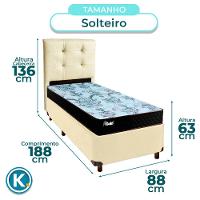 Kit Cama Box + Cabeceira + Colchão Solteiro Molas Ensacadas - Life Gold - Paropas - 3