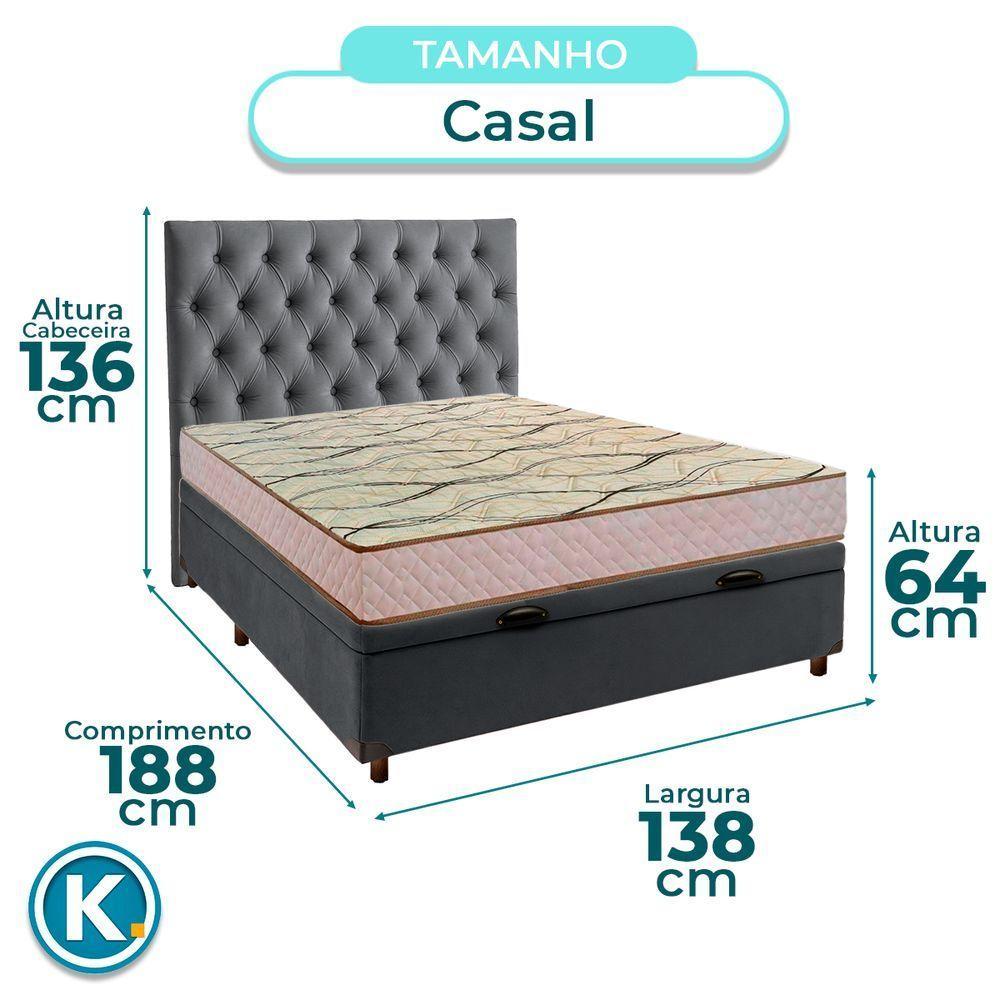 Kit Cabeceira + Cama Box Bau + Colchão Casal D33 Maxsono Paropas - 3