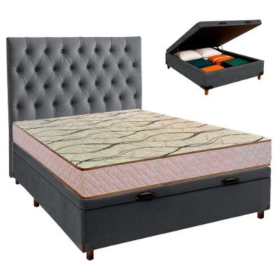 Kit Cabeceira + Cama Box Bau + Colchão Casal D33 Maxsono Paropas
