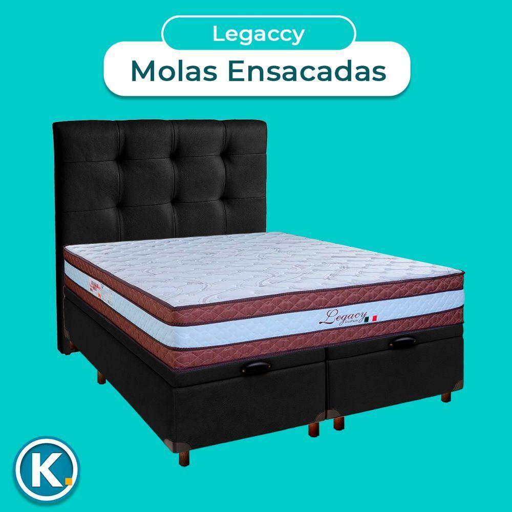 Kit Cabeceira + Cama Box Bau + Colchão Casal Molas Ensacadas Legaccy Paropas - 4