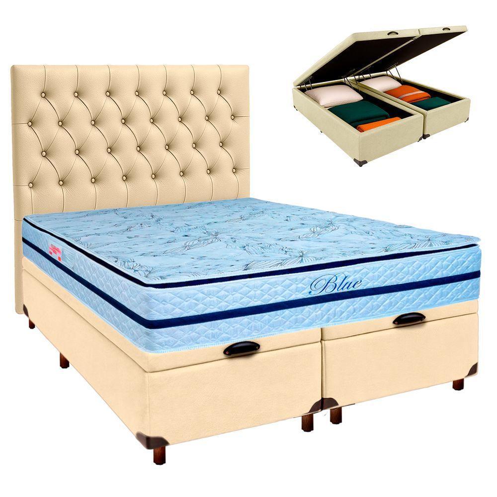 Kit Cabeceira + Cama Box Bau + Colchão Queen Molas Ensacadas Blue Paropas - 1