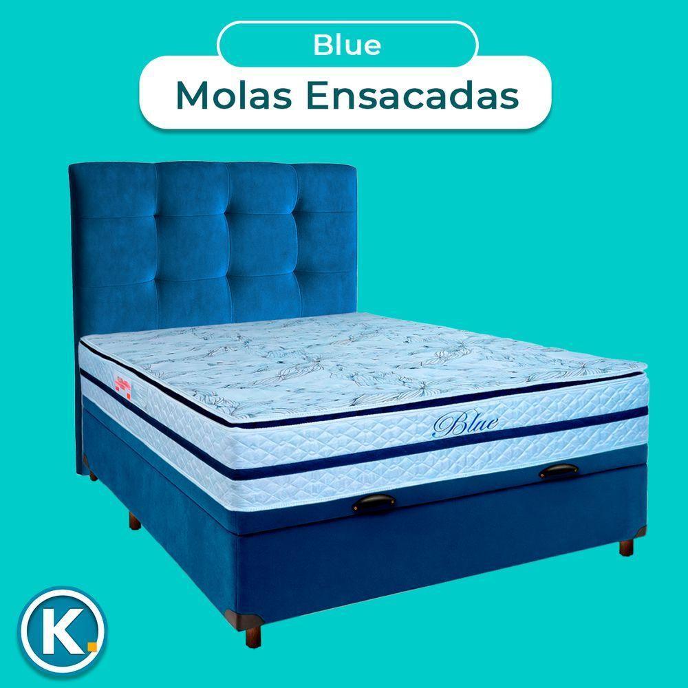 Kit Cabeceira + Cama Box Bau + Colchão Casal Molas Ensacadas Blue Paropas - 2
