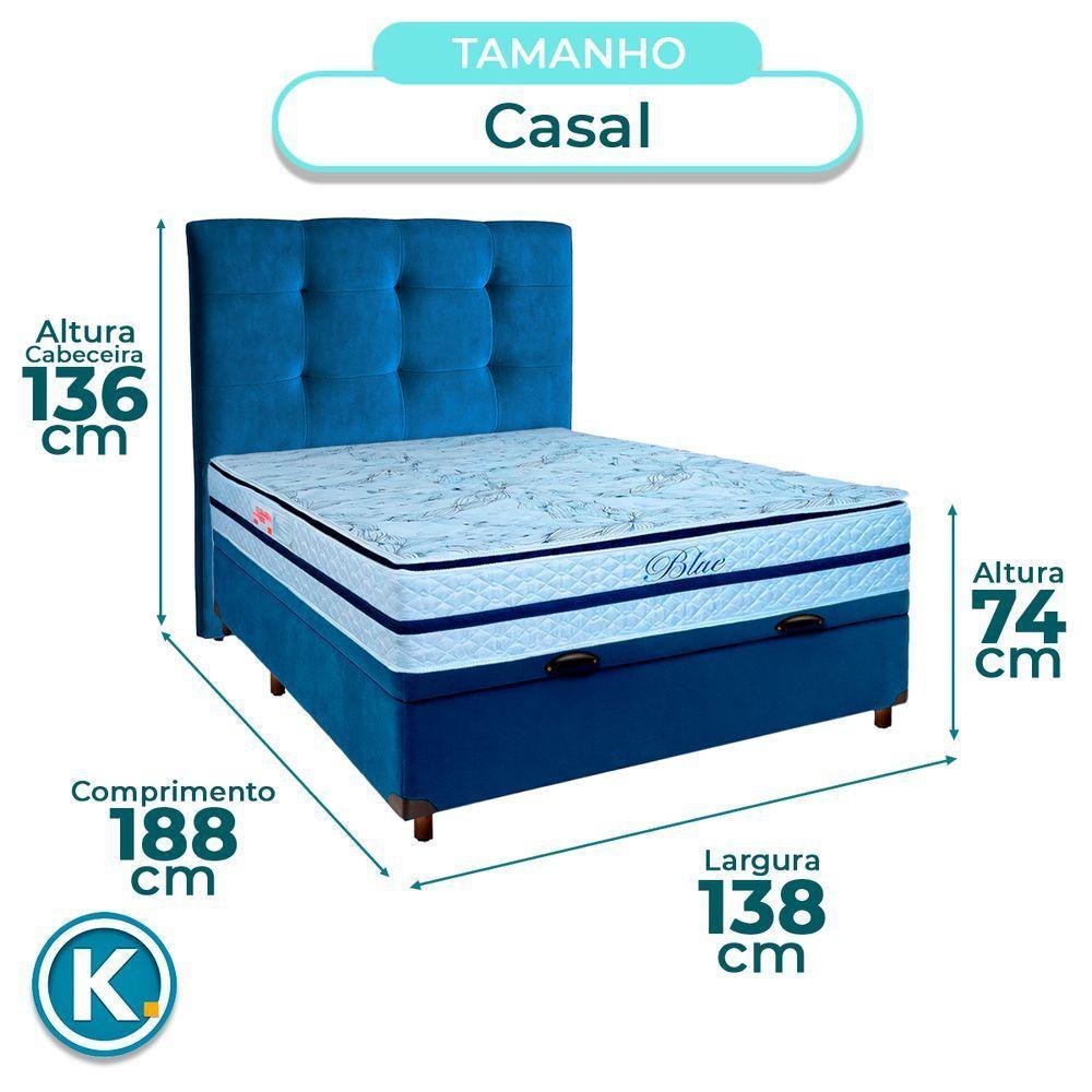 Kit Cabeceira + Cama Box Bau + Colchão Casal Molas Ensacadas Blue Paropas - 5