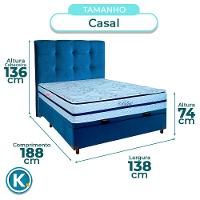 Kit Cabeceira + Cama Box Bau + Colchão Casal Molas Ensacadas Blue Paropas - 5