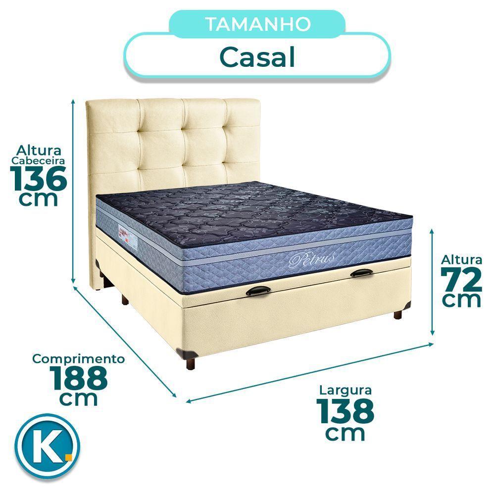 Kit Cabeceira + Cama Box Bau + Colchão Casal Molas Ensacadas Petrus Paropas - 3