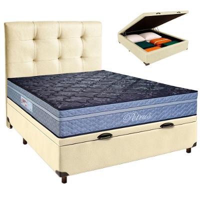 Kit Cabeceira + Cama Box Bau + Colchão Casal Molas Ensacadas Petrus Paropas