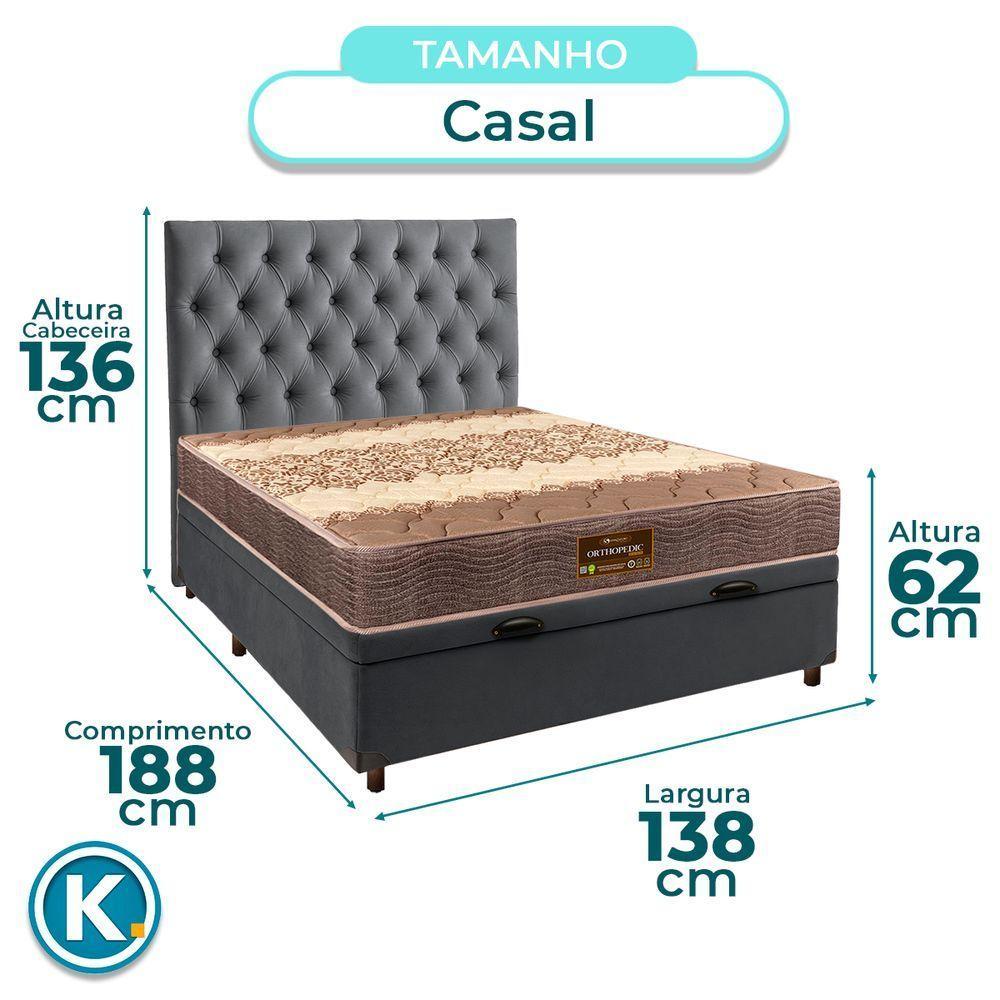 Kit Cabeceira + Cama Box Bau + Colchão Casal D26 Ortophedic Sankonfort - 3