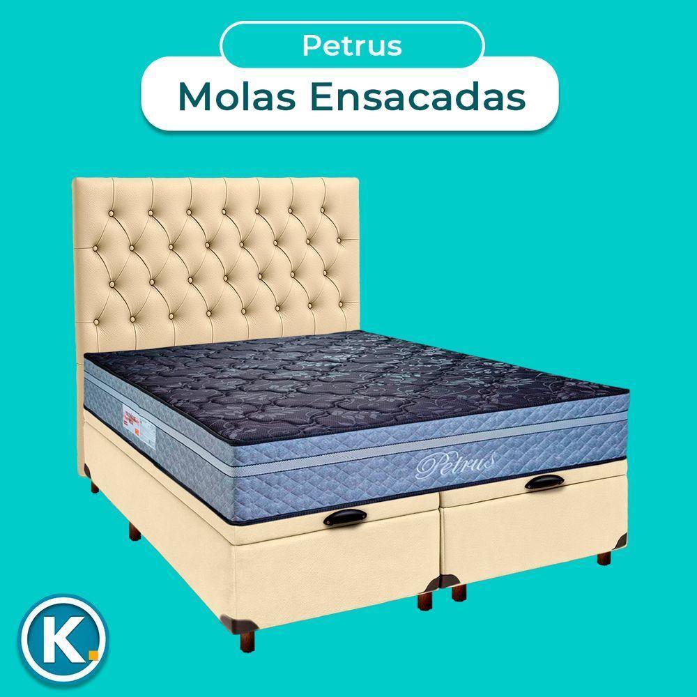 Kit Cabeceira + Cama Box Bau + Colchão Casal Molas Ensacadas Petrus Paropas - 4