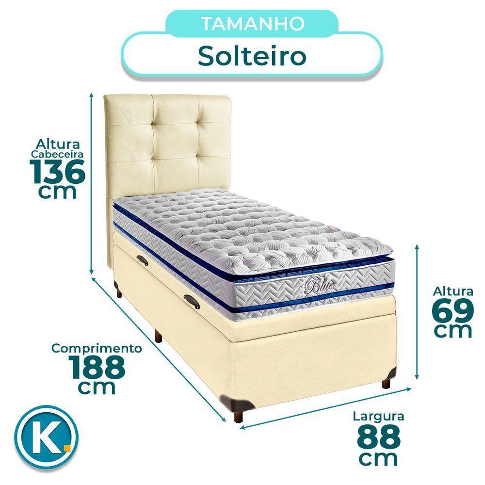 Kit Cabeceira + Cama Box Bau + Colchão Solteiro Molas Ensacadas Blue Paropas - 3