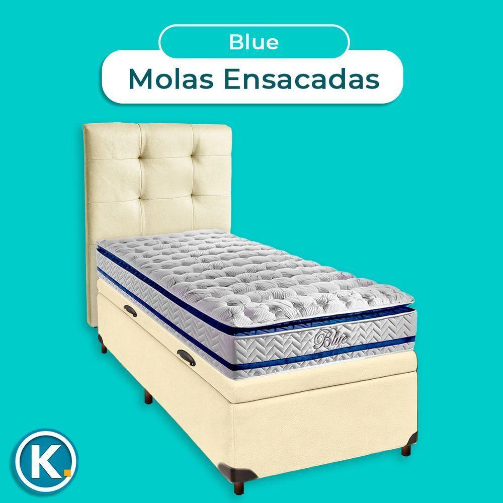 Kit Cabeceira + Cama Box Bau + Colchão Solteiro Molas Ensacadas Blue Paropas - 4