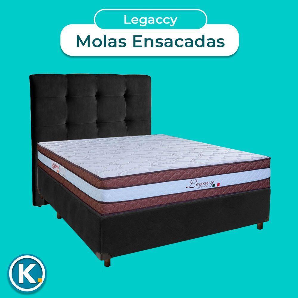 Conjunto Cama Box Preto Casal + Colchão Molas Ensacadas Legaccy Paropas + Cabeceira - 2