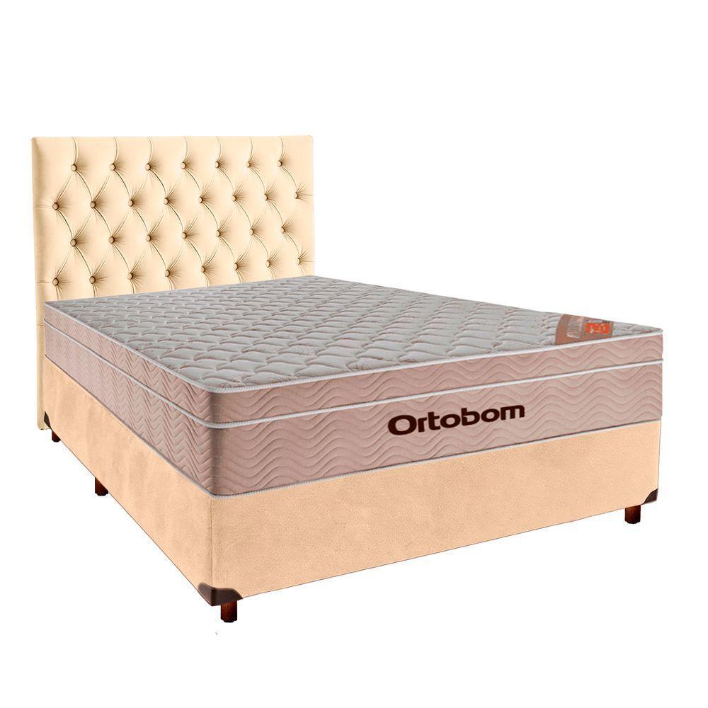 Conjunto Cama Box Perola Casal + Colchão Molas Ensacadas Airtech Ortobom + Cabeceira - 1