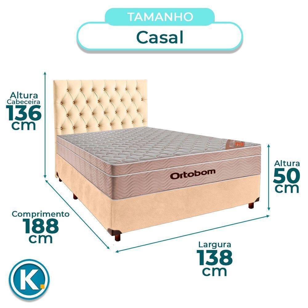 Conjunto Cama Box Perola Casal + Colchão Molas Ensacadas Airtech Ortobom + Cabeceira - 2