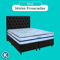 Kit Cabeceira + Cama Box + Colchão Queen Molas Ensacadas Blue Paropas