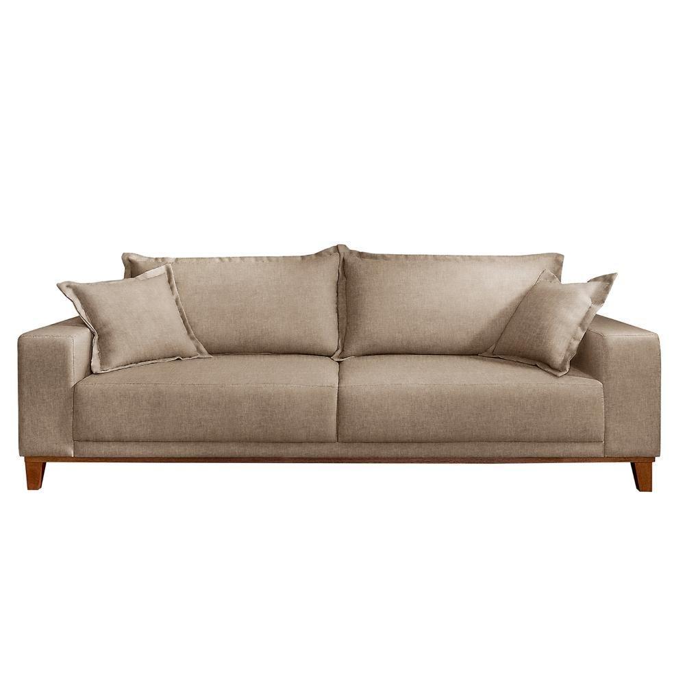 Sofá Fixo Argos 3 Lugares Luxo 2,00 M Castellar Móbile Linho Bege - 1