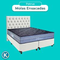 Kit Cabeceira + Cama Box + Colchão Queen Molas Ensacadas Petrus Paropas