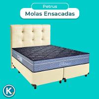 Kit Cabeceira + Cama Box + Colchão Queen Molas Ensacadas Petrus Paropas
