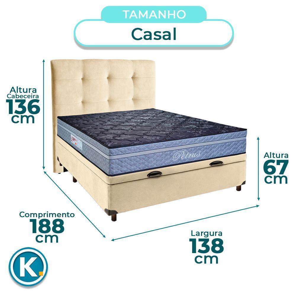 Kit Cabeceira + Cama Box Bau + Colchão Casal Molas Ensacadas Petrus Paropas - 3