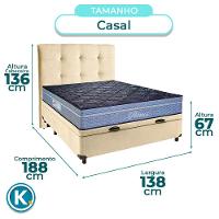 Kit Cabeceira + Cama Box Bau + Colchão Casal Molas Ensacadas Petrus Paropas - 3
