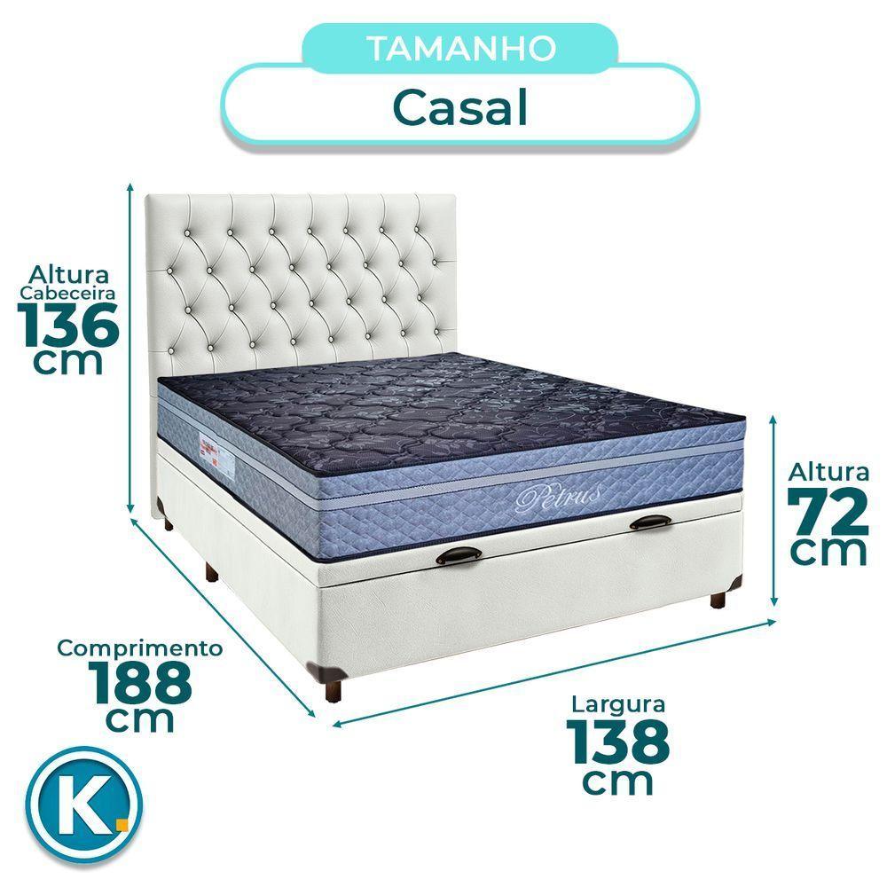 Kit Cabeceira + Cama Box Bau + Colchão Casal Molas Ensacadas Petrus Paropas - 3
