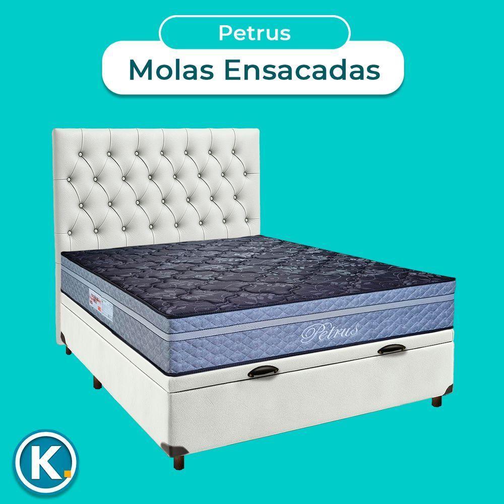 Kit Cabeceira + Cama Box Bau + Colchão Casal Molas Ensacadas Petrus Paropas - 4