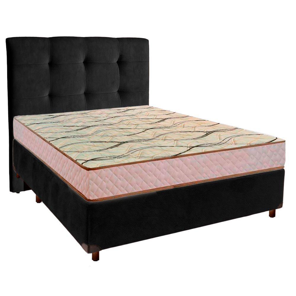 Conjunto Cama Box Preto Casal + Colchão D33 Maxsono Paropas + Cabeceira - 1