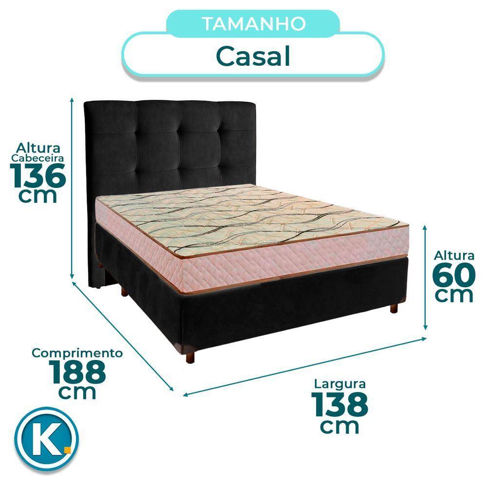 Conjunto Cama Box Preto Casal + Colchão D33 Maxsono Paropas + Cabeceira - 3