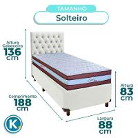 Conjunto Cama Box Branco Solteiro + Colchão Molas Ensacadas Legaccy Paropas + Cabeceira - 3