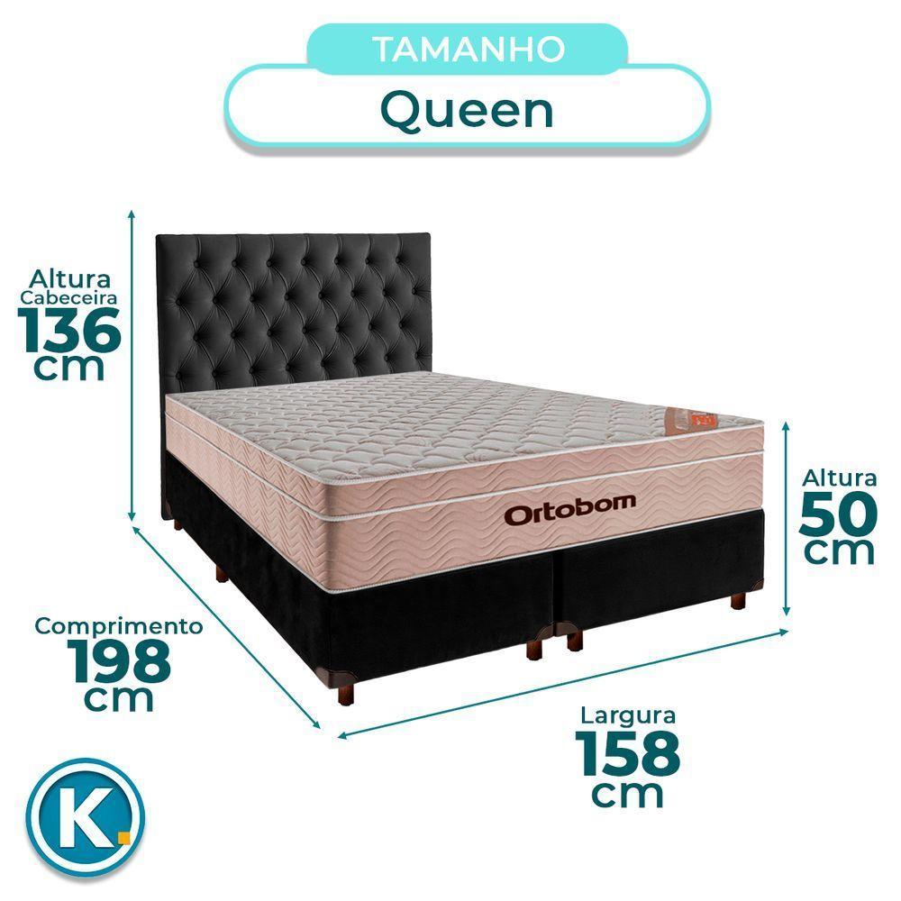 Conjunto Cama Box Preto Queen + Colchão Molas Ensacadas Airtech Ortobom + Cabeceira - 3