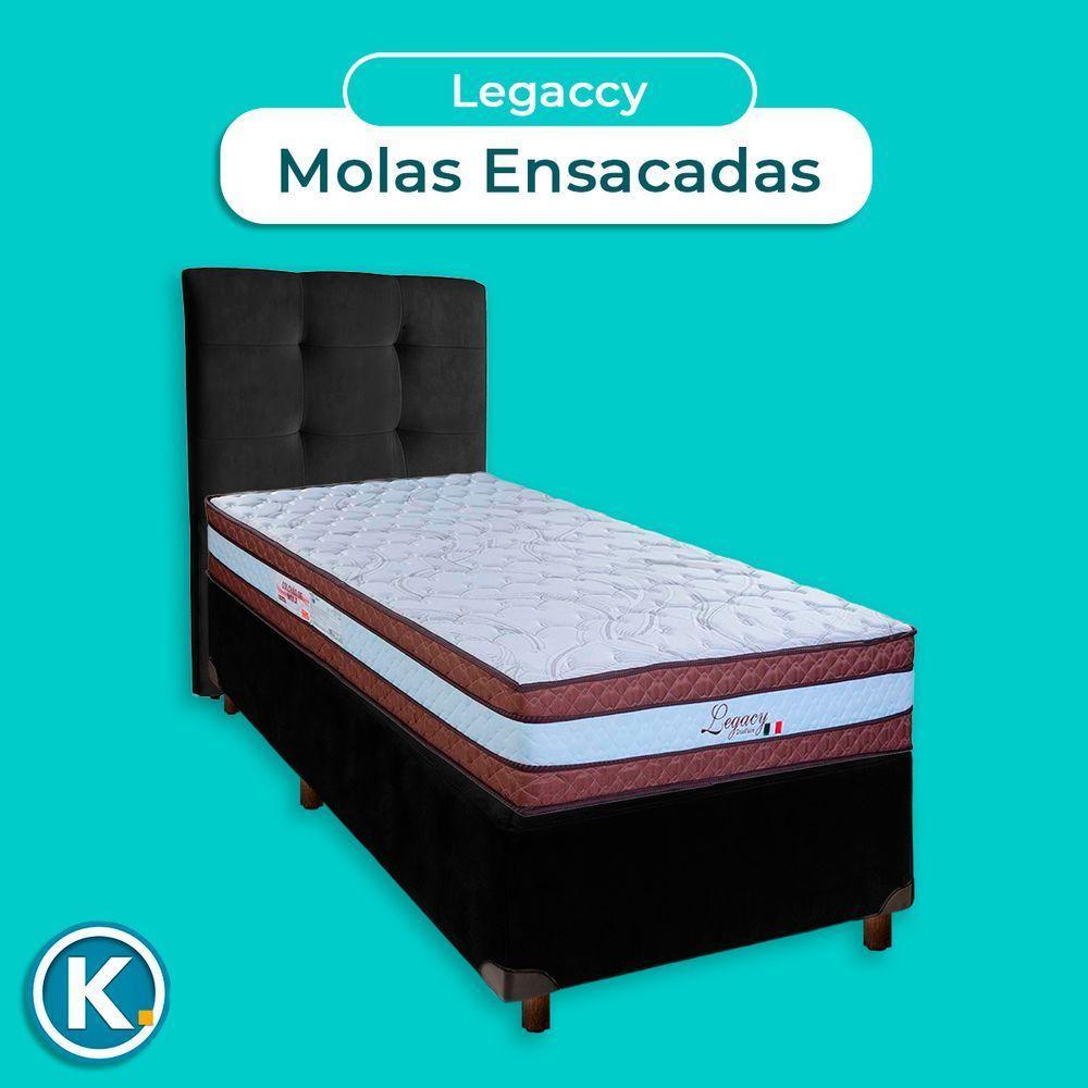 Conjunto Cama Box Preto Solteiro + Colchão Molas Ensacadas Legaccy Paropas + Cabeceira - 5