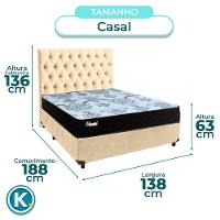 Conjunto Cama Box Perola Casal + Colchão Molas Ensacadas Life Gold Paropas + Cabeceira
