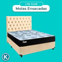 Conjunto Cama Box Perola Casal + Colchão Molas Ensacadas Life Gold Paropas + Cabeceira - 5