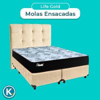 Kit Cabeceira + Cama Box + Colchão Casal Molas Ensacadas Life Gold Paropas