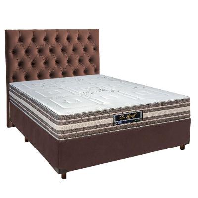 Conjunto Cama Box Marrom Casal + Colchão Molas Ensacadas Legriff Sankonfort + Cabeceira