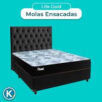 Kit Cabeceira + Cama Box + Colchão Casal Molas Ensacadas Life Gold Paropas