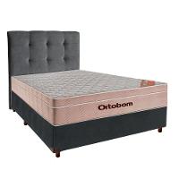Conjunto Cama Box Cinza Casal + Colchão Molas Ensacadas Airtech Ortobom + Cabeceira - 1