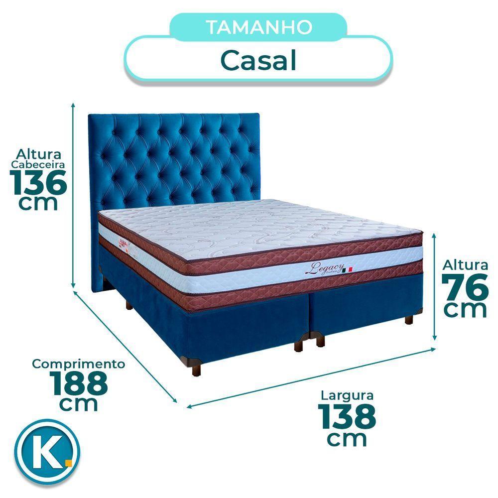 Conjunto Cama Box Blindado Casal + Colchão Molas Ensacadas Legaccy Paropas + Cabeceira - 3