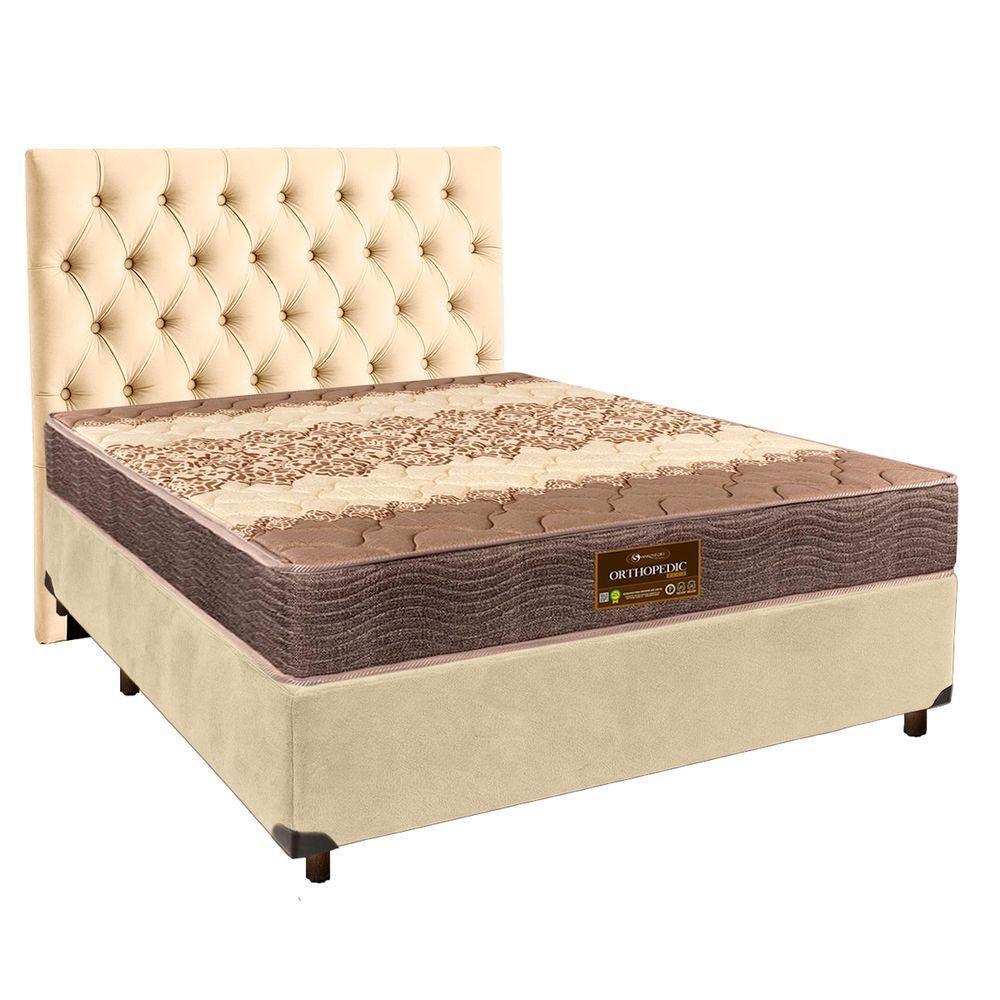 Conjunto Cama Box Perola Casal + Colchão D26 Ortophedic Sankonfort + Cabeceira - 1