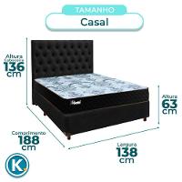 Conjunto Cama Box Preto Casal + Colchão Molas Ensacadas Life Gold Paropas + Cabeceira - 3