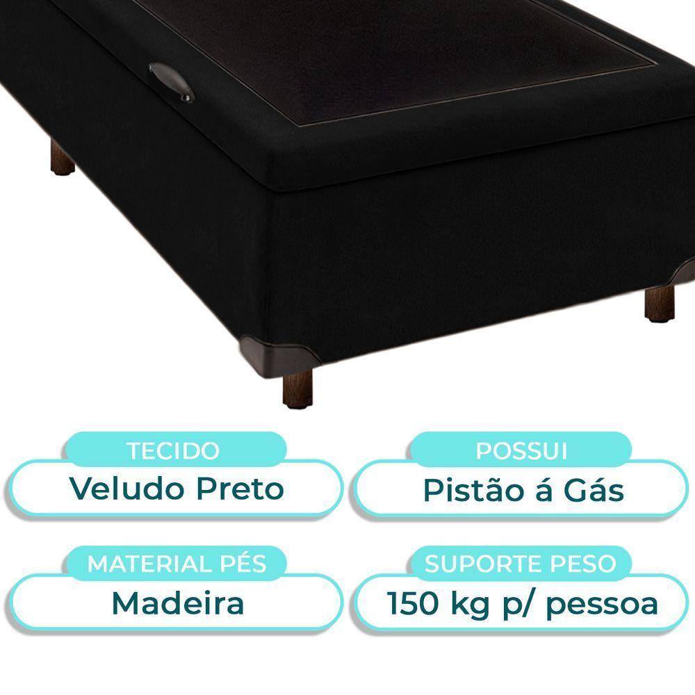 Cama Box Baú Solteiro Preto Nature 88x188 - 2