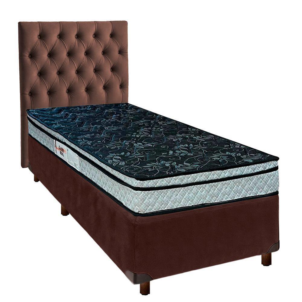 Conjunto Cama Box Marrom Solteiro + Colchão D28 Conforto Paropas + Cabeceira - 1