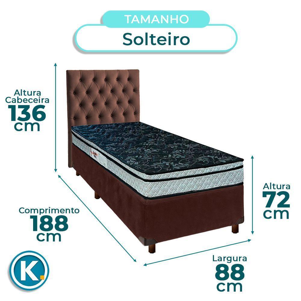 Conjunto Cama Box Marrom Solteiro + Colchão D28 Conforto Paropas + Cabeceira - 3