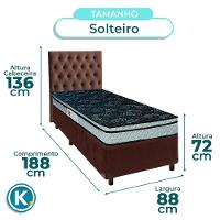 Conjunto Cama Box Marrom Solteiro + Colchão D28 Conforto Paropas + Cabeceira - 3