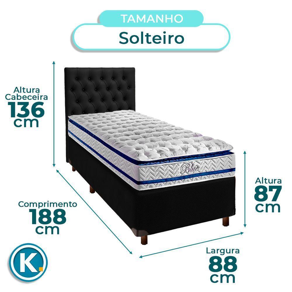 Conjunto Cama Box Preto Solteiro + Colchão Molas Ensacadas Blue Paropas + Cabeceira - 3
