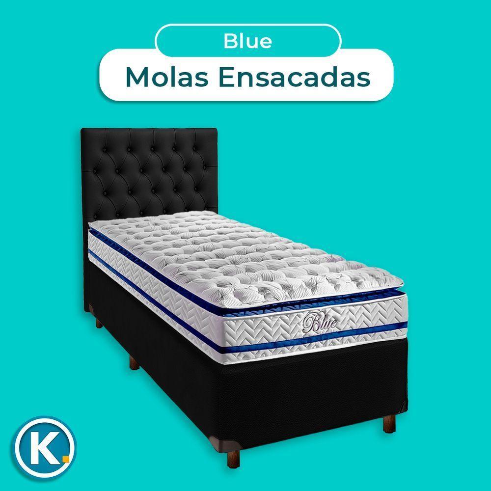 Conjunto Cama Box Preto Solteiro + Colchão Molas Ensacadas Blue Paropas + Cabeceira - 4