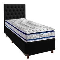 Conjunto Cama Box Preto Solteiro + Colchão Molas Ensacadas Blue Paropas + Cabeceira - 1